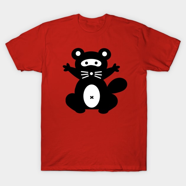 Black & White Ninja Raccoon / Tanuki T-Shirt by Japan2PlanetEarth